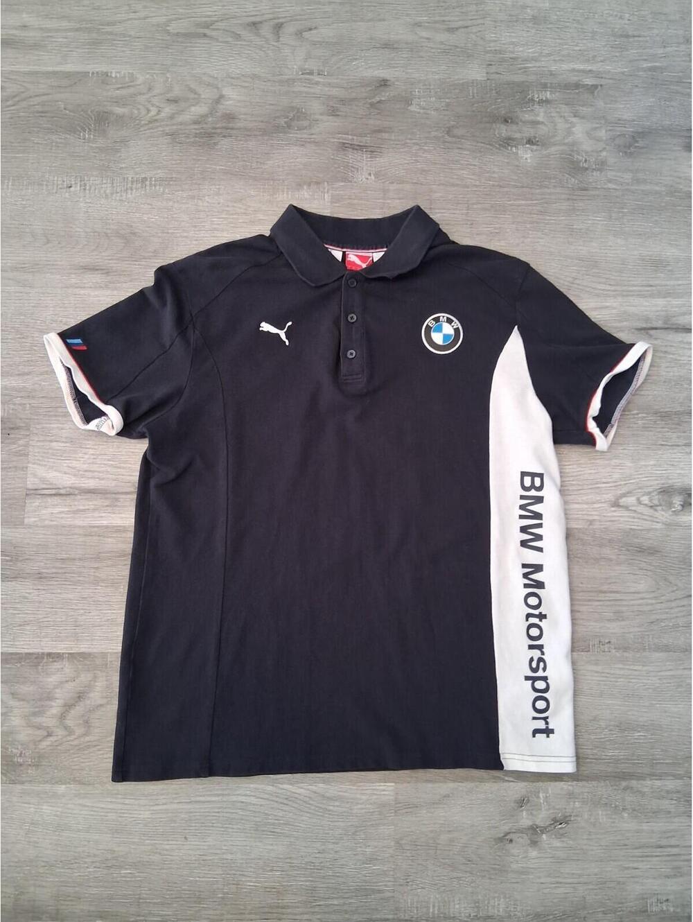PUMA x BMW Motorsports Men's LG Black/White 100% Cotton Polo Shirt